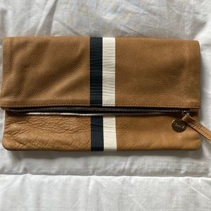 CLARE V LEATHER CLUTCH